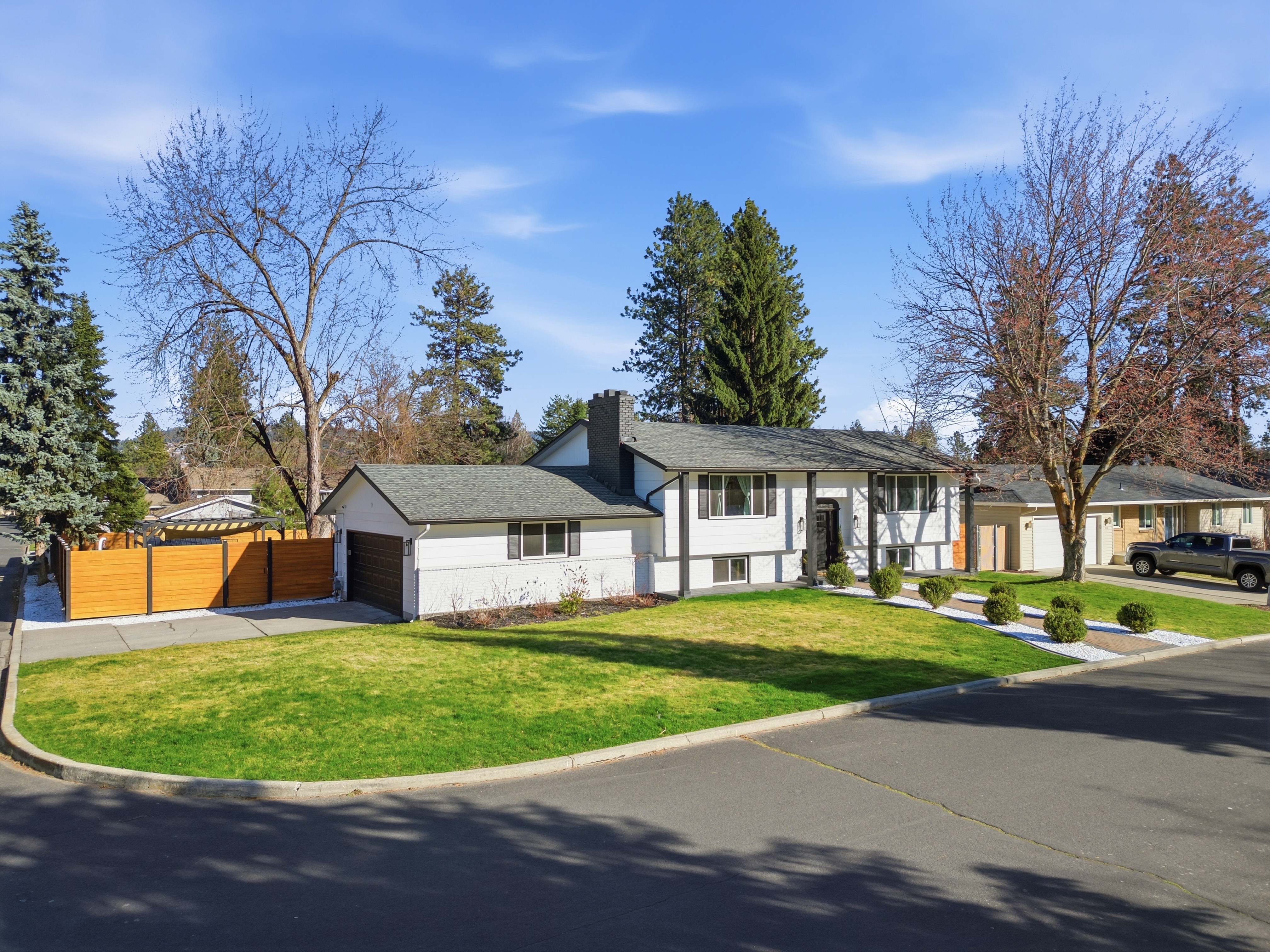 Home exterior with manicured lawn